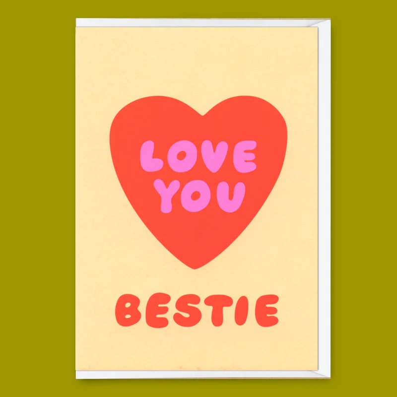 Grußkarte "Love you, Bestie" | Schöne Freundschafts-Klappkarte
