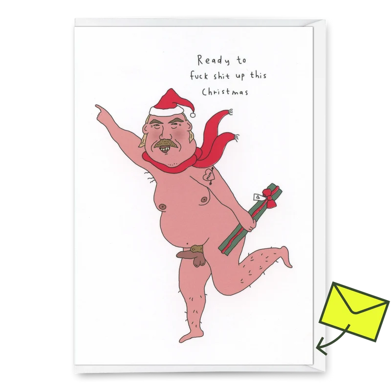 Grußkarte "Fuck shit up this christmas" von Eat Mielies Illustration | DIN-A6 Klappkarte mit passendem Umschlag