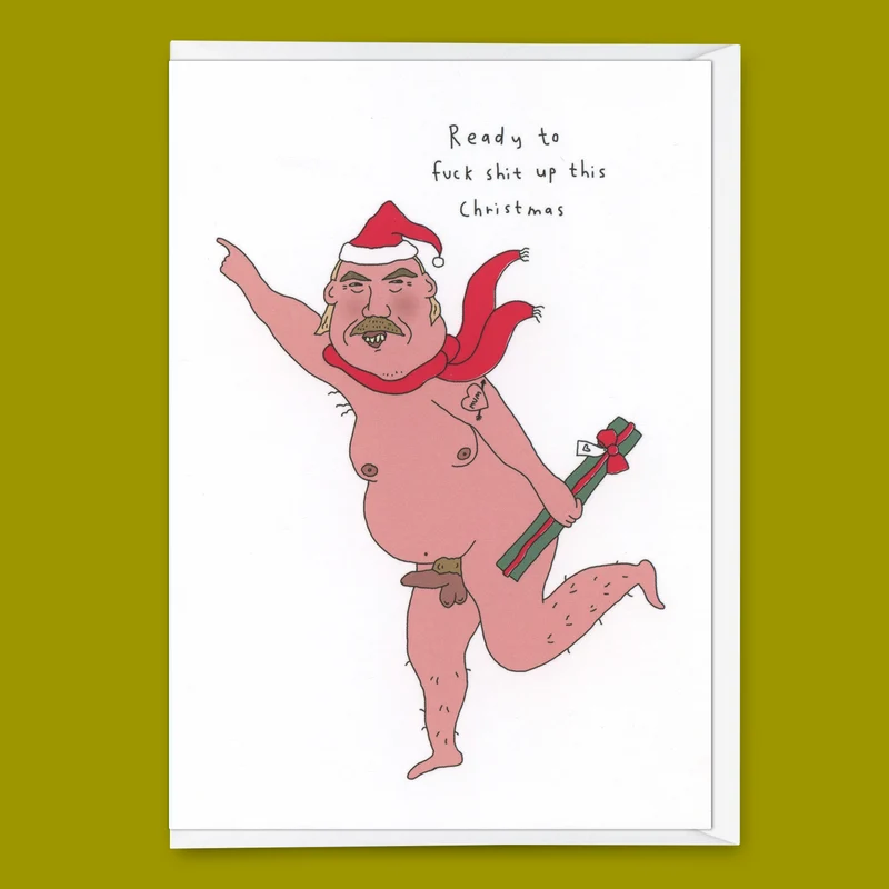 Grußkarte "Fuck shit up this christmas" von Eat Mielies Illustration | DIN-A6 Klappkarte mit passendem Umschlag