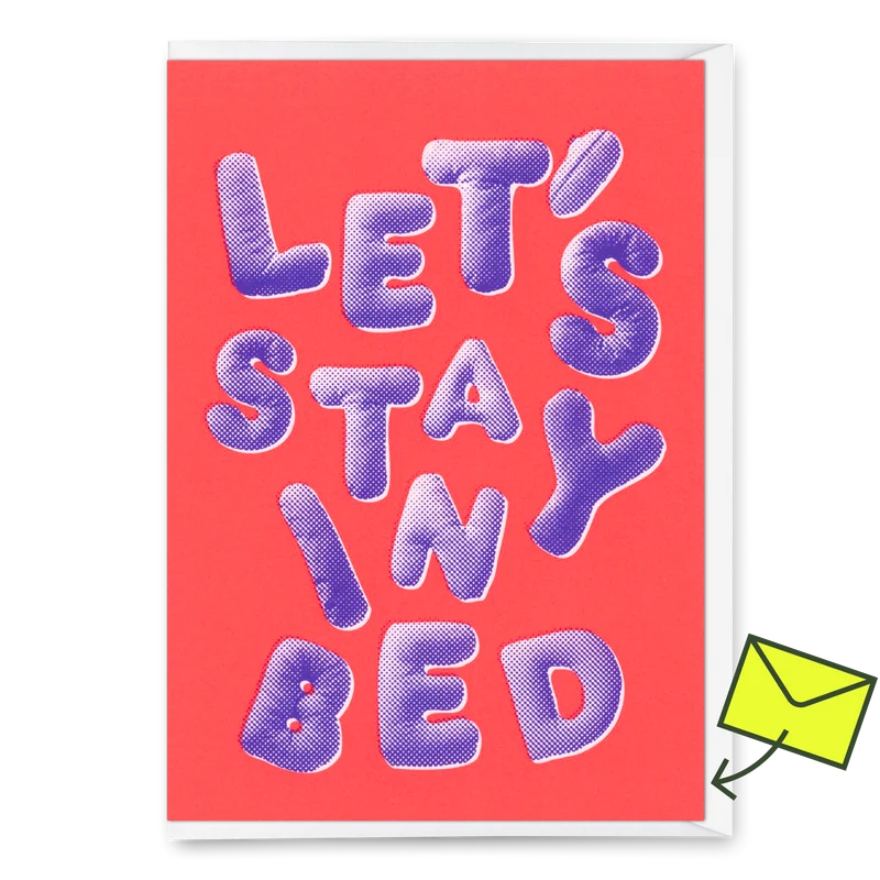 Grußkarte "Let`s stay in bed" | Schöne Klappkarte für Verliebte