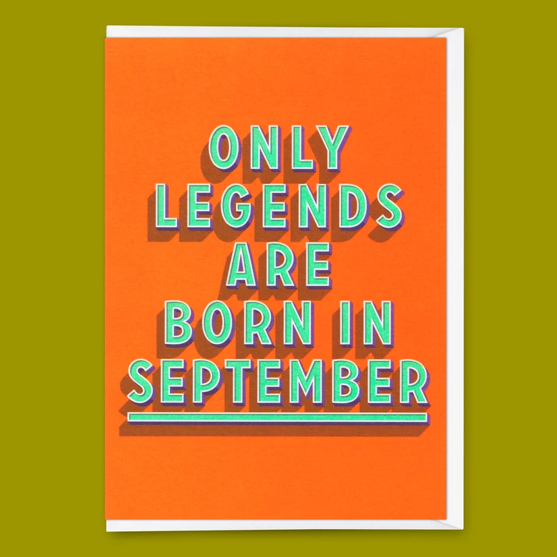 Grußkarte "Legends September" | Coole Klappkarte mit Spruch zum Geburtstag