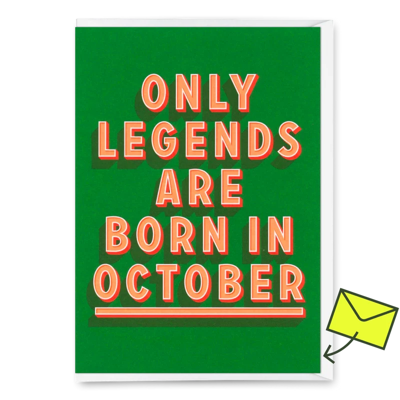 Grußkarte "Legends October" | Coole Klappkarte mit Spruch zum Geburtstag