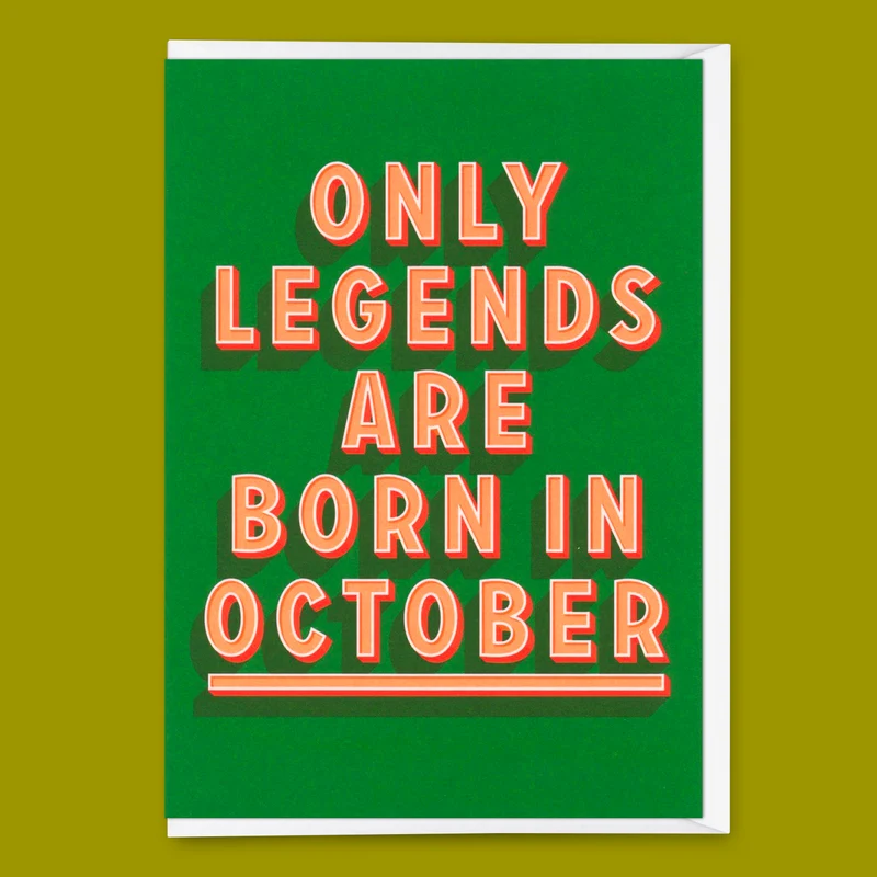 Grußkarte "Legends October" | Coole Klappkarte mit Spruch zum Geburtstag