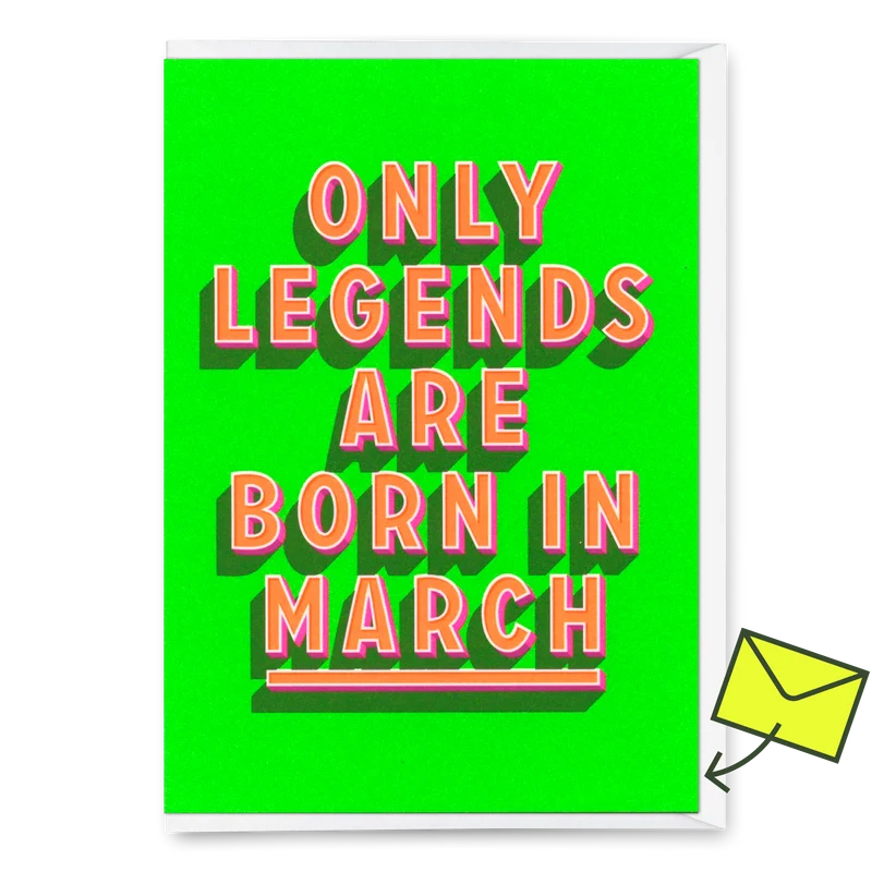 Grußkarte "Legends March" | Coole Klappkarte mit Spruch zum Geburtstag