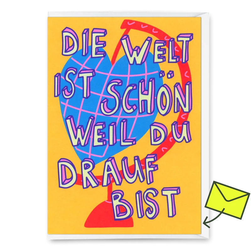 Grußkarte "Die Welt ist schön" | Schöne Klappkarte für Verliebte