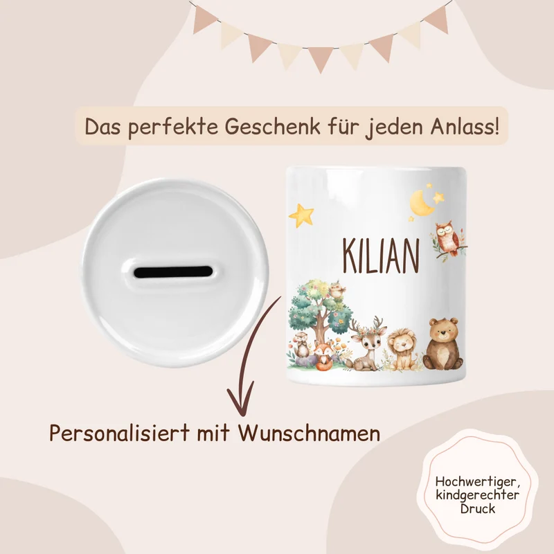 Spardose Keramik - Woolandtiere, Sterne, Mond