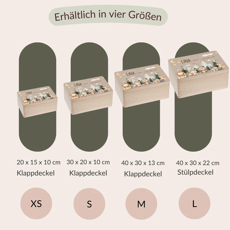 Erinnerungskiste Baby - Woodlandtieren Berge