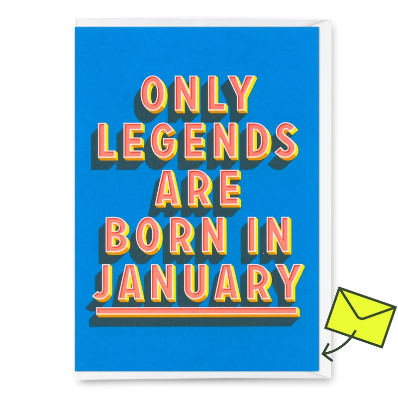 Grußkarte "Legends January" | Coole Klappkarte mit Spruch zum Geburtstag