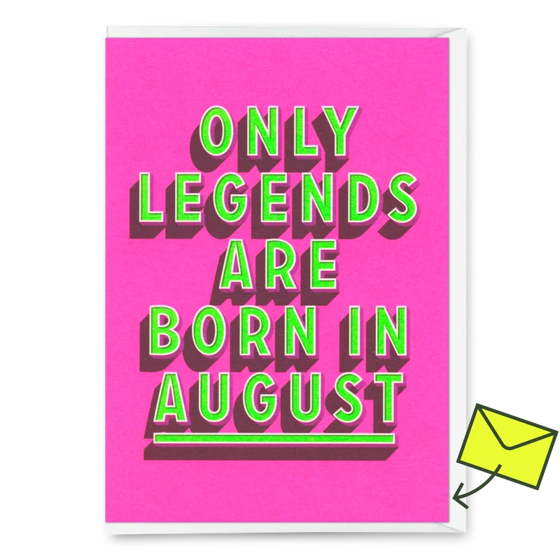 Grußkarte "Legends August" | Coole Klappkarte mit Spruch zum Geburtstag