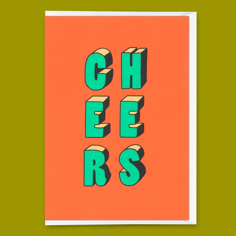 Grußkarte "Cheers 3D-Typo" | Coole Klappkarte für jeden Anlass
