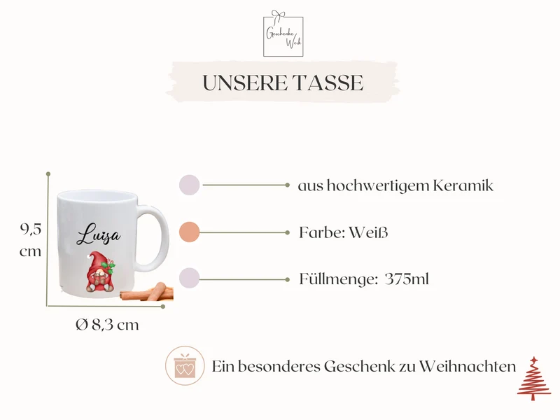 Personalisierte Tasse Wichtel - Weihnachten