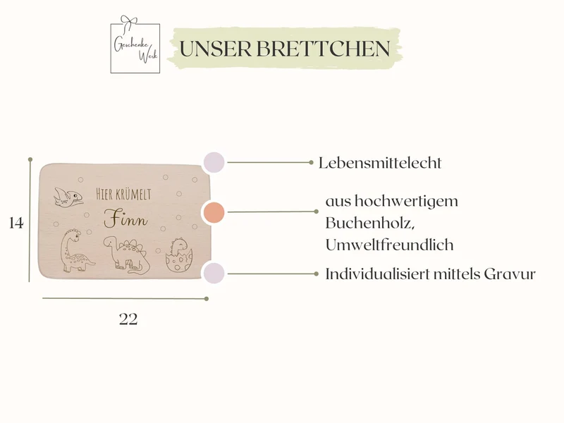 Frühstücksbrett Kinder Dinosaurier