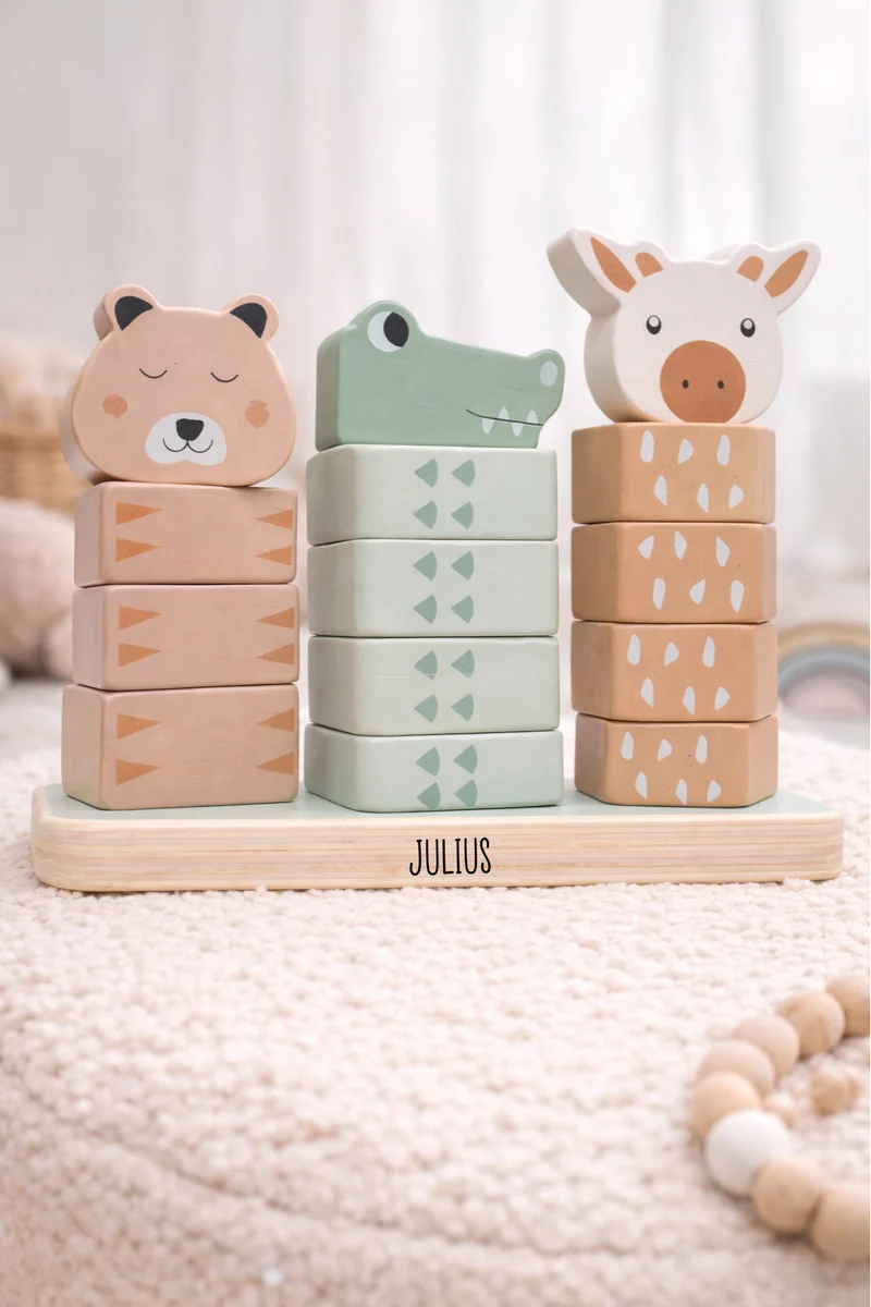 Stapelturm Kinder - Krokodil, Bär und Giraffe