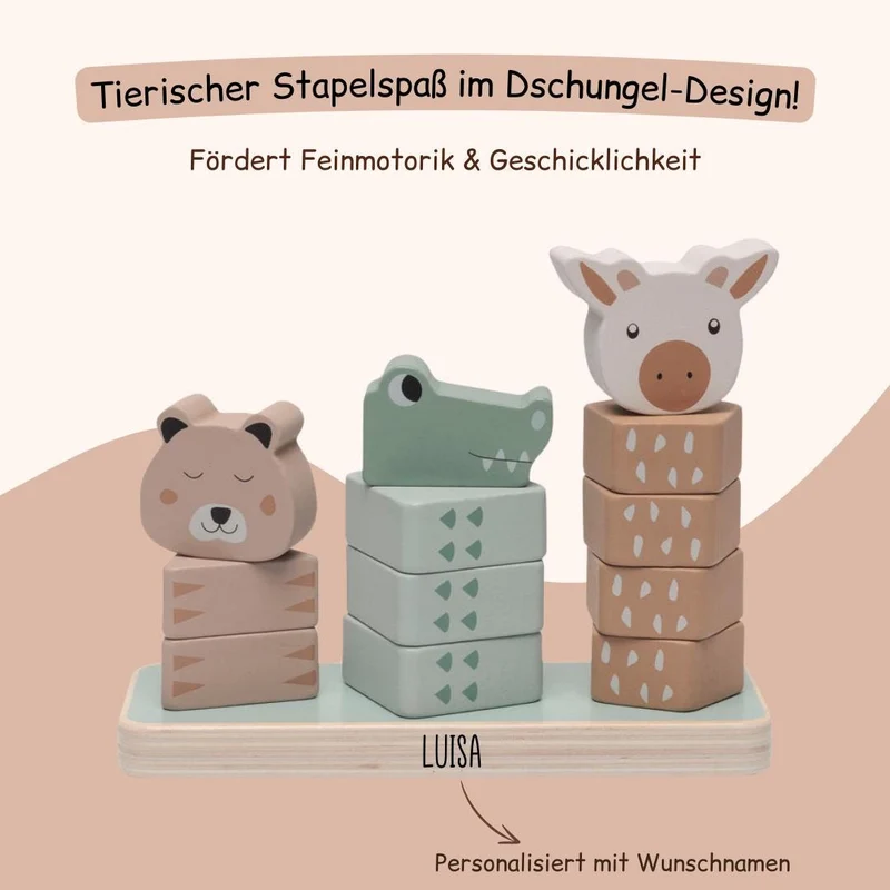 Stapelturm Kinder - Krokodil, Bär und Giraffe