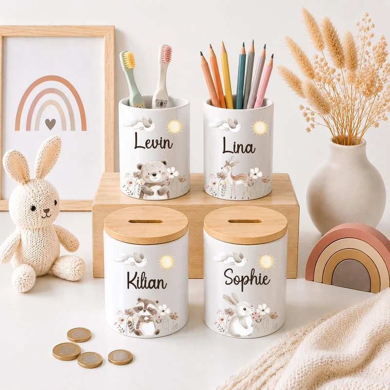 Keramik Spardose mit versch. Tiermotiven