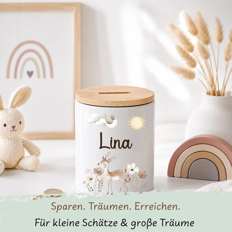 Keramik Spardose mit versch. Tiermotiven