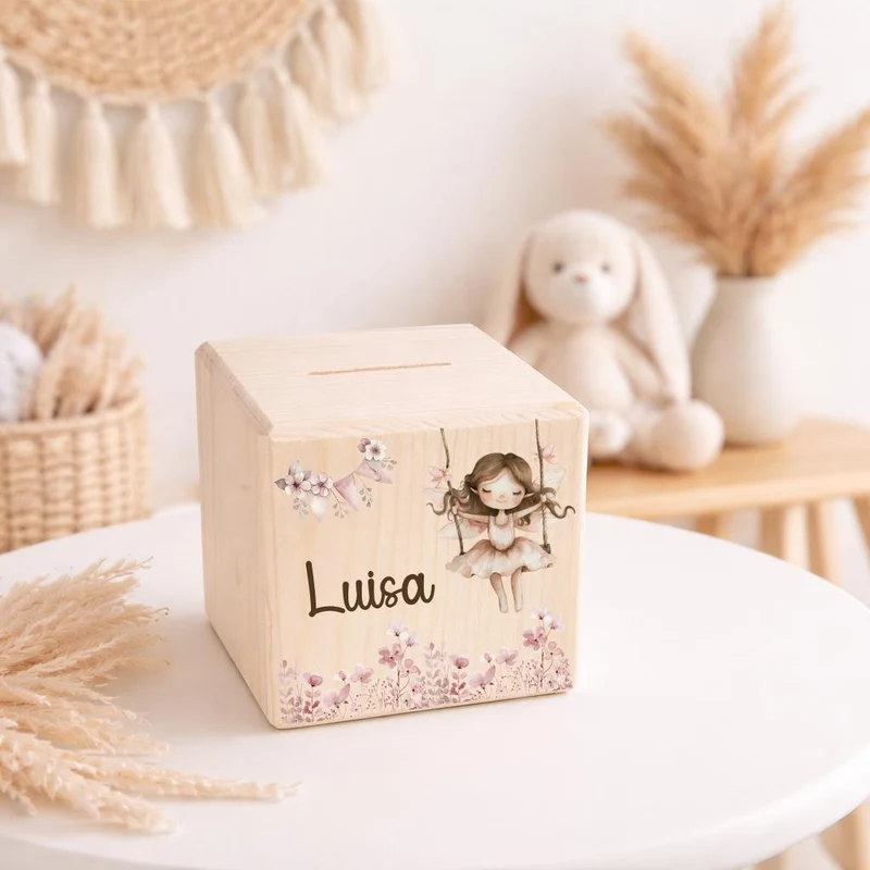 Spardose mit Blumenwiese Rosa