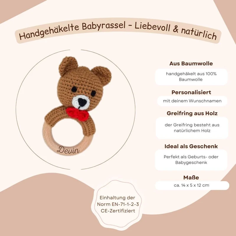 Babyrassel personalisiert mit Namen