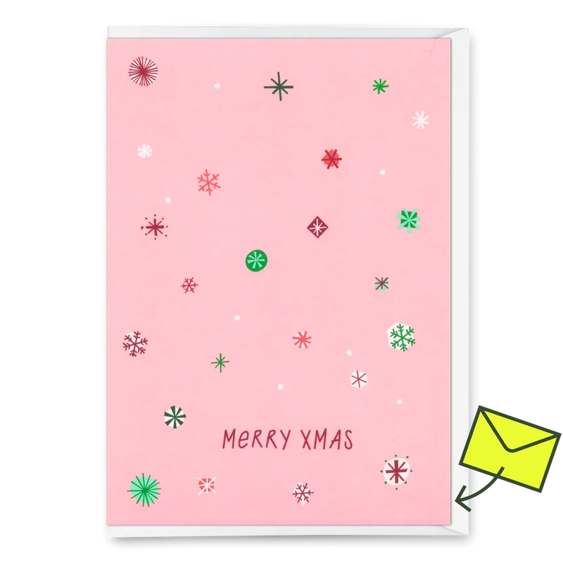 Grußkarte "Schneeflocken Rosa" | Schöne Klappkarte zu Weihnachten