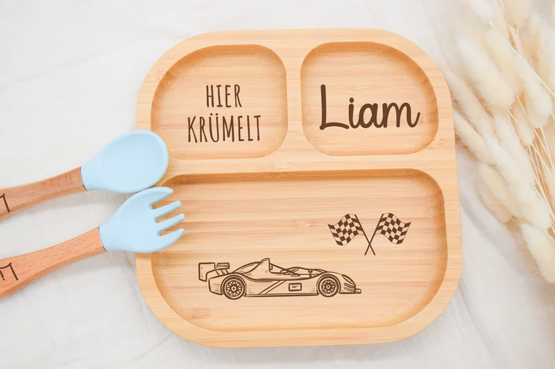 Bambusteller - Rennwagen