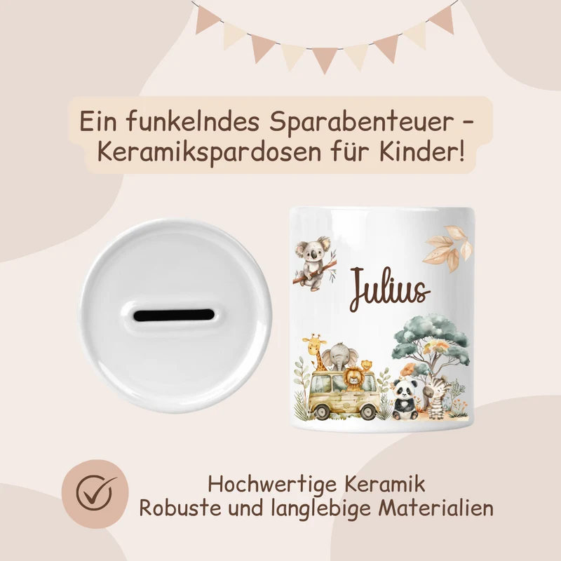 Spardose Keramik - Safari Tiere