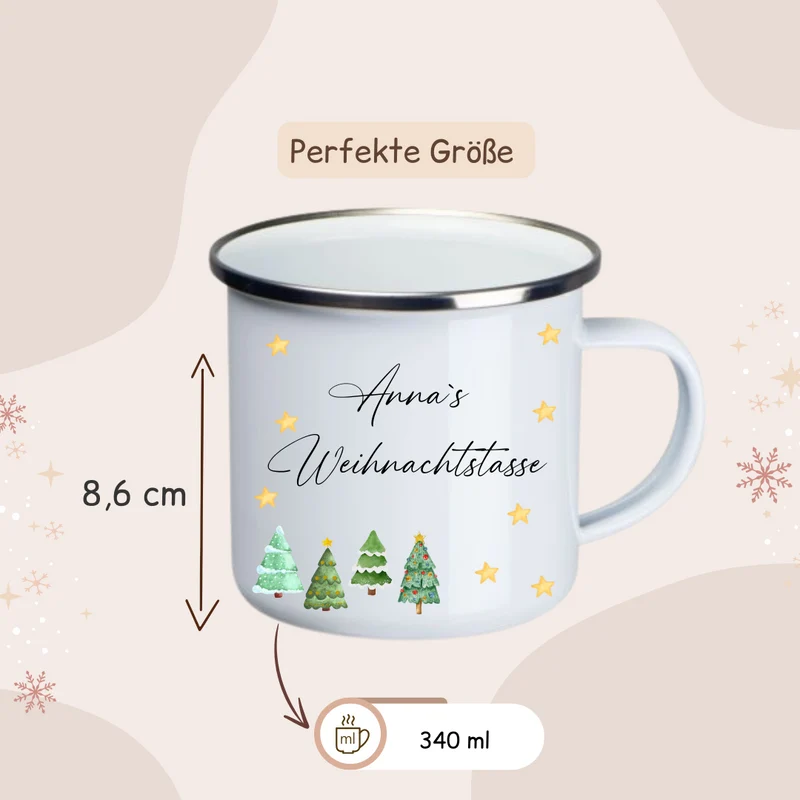 Weihnachtstasse - Tannebäume, Sterne