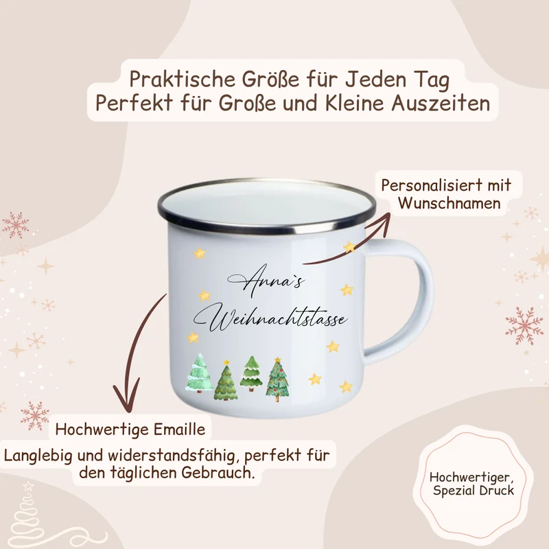 Weihnachtstasse - Tannebäume, Sterne
