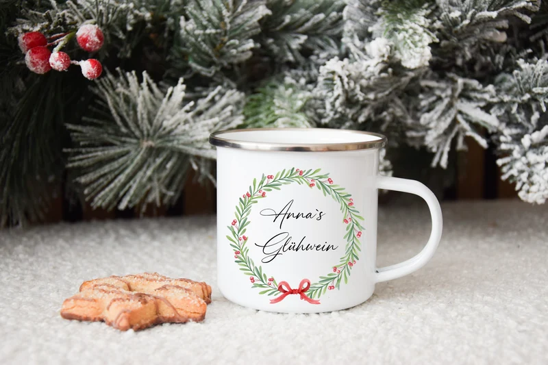 Weihnachtstasse - Weihnachtskranz