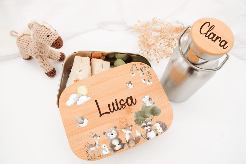 Brotdose & Trinkflasche Set - Woodlandtieren