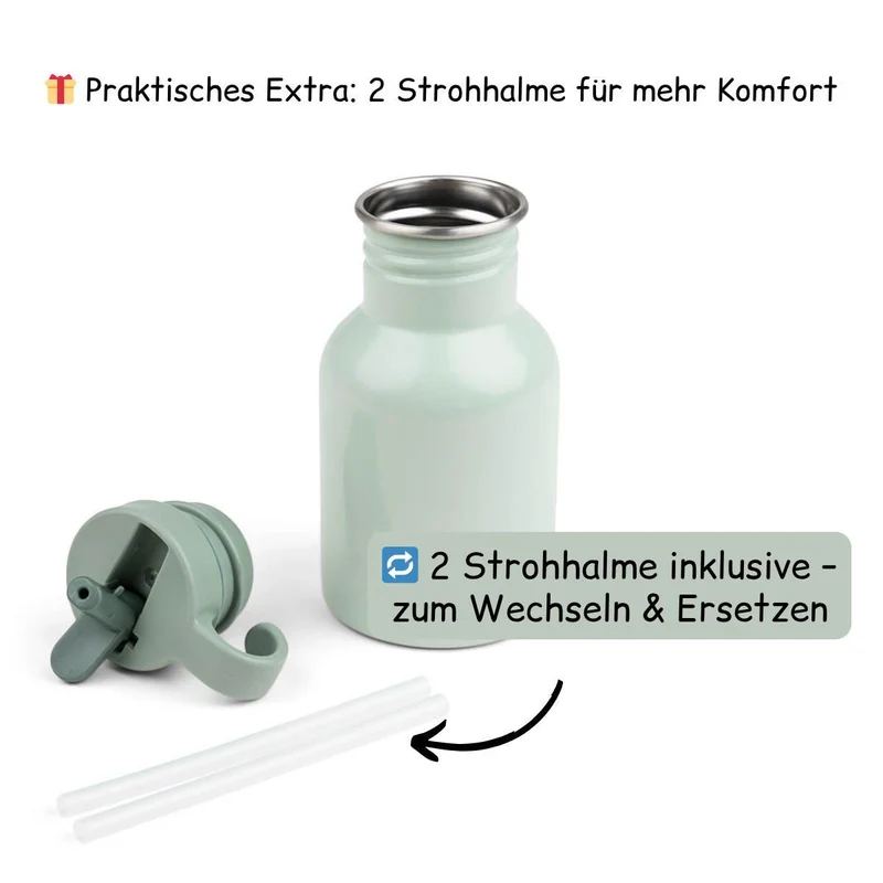 Edelstahl Trinkflasche Kinder - Rosa, Blau und Grün