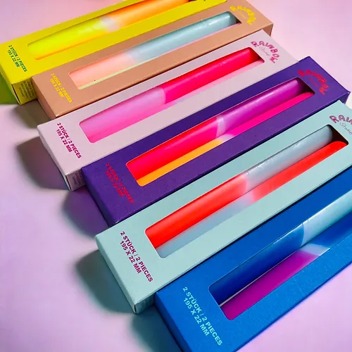 Stabkerzen Pinkstories "Rainbow Studio Lovely" | 2 Stk., Handgefertigt