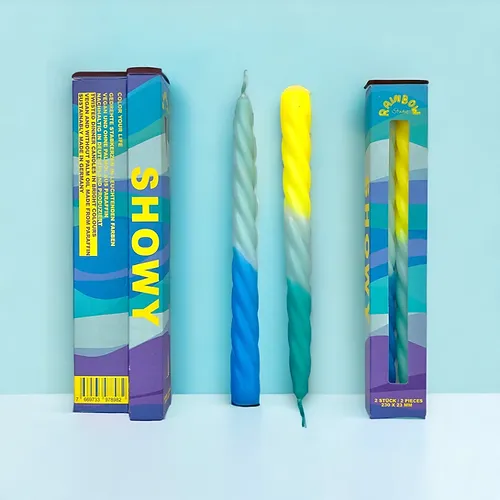 Stabkerze Pinkstories "Twist Rainbow Studio Showy" | 2 Stk., Leuchtend