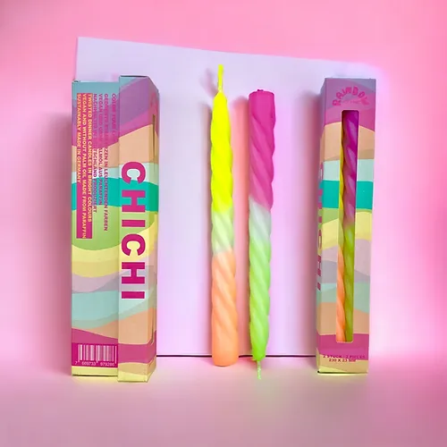 Stabkerze Pinkstories "Twist Rainbow Studio Chi Chi" | 2 Stk., Bunt