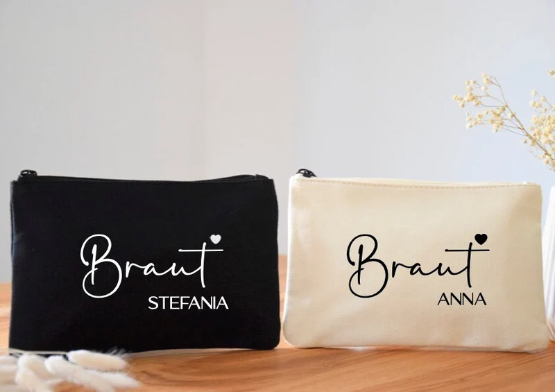 Personalisierte Kosmetiktasche Braut mit Namen
