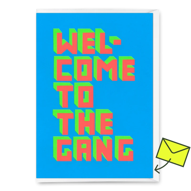 Grußkarte "Welcome to the gang" | Lustige Klappkarte zur Geburt