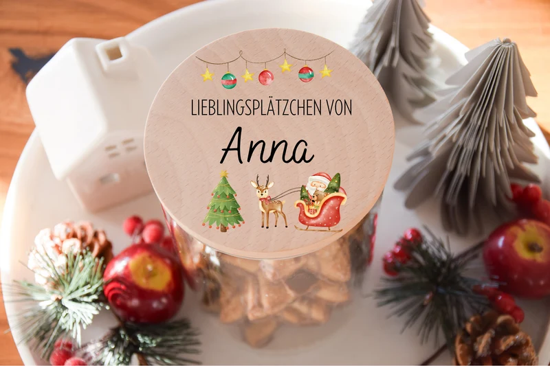 Vorratglas Weihnachten - Weihnachtsmann mit Schlitten