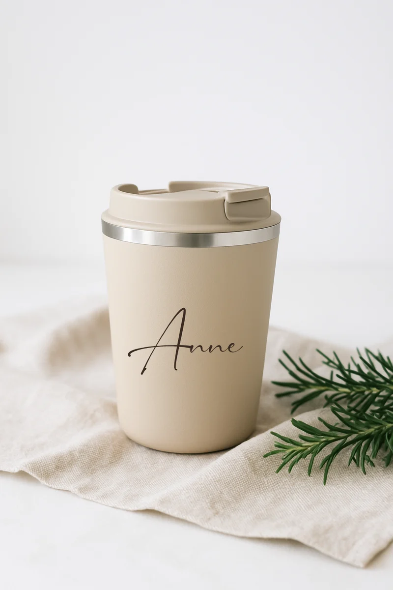 Thermobecher - Beige, Schwarz, Petrol
