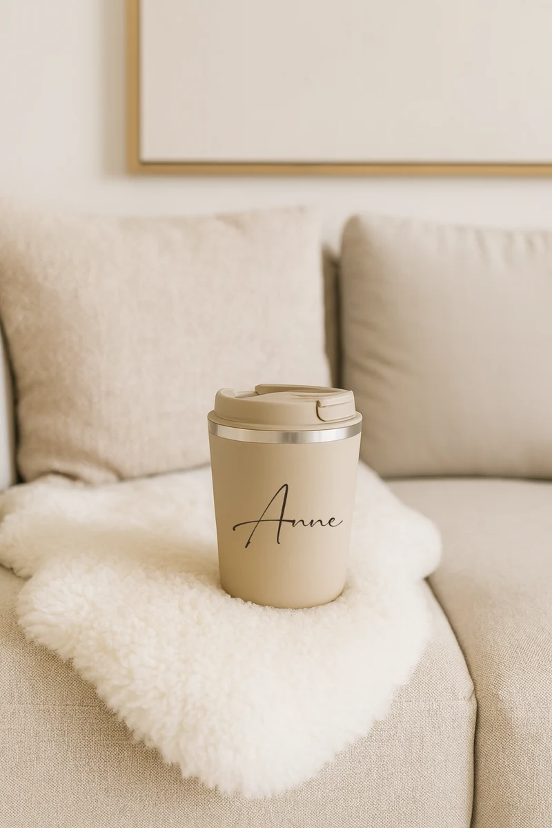 Thermobecher - Beige, Schwarz, Petrol
