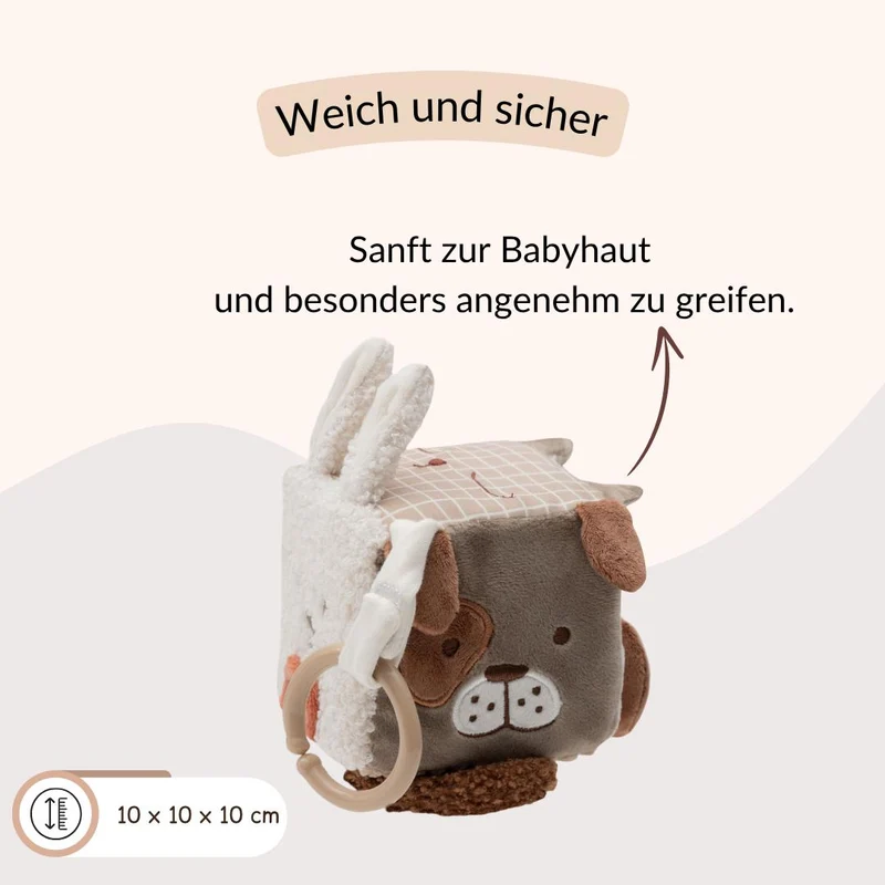 Motorikwürfel Babyspielzeug aus Stoff