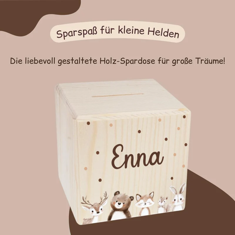 Spardose Kinder - Woodlandtieren