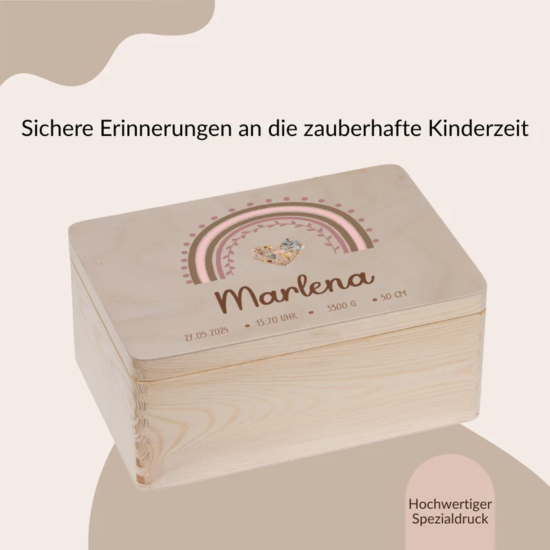 Erinnerungskiste mit Regenbogen Blumenherz