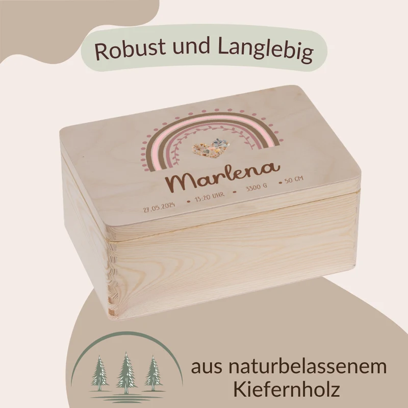 Erinnerungskiste mit Regenbogen Blumenherz