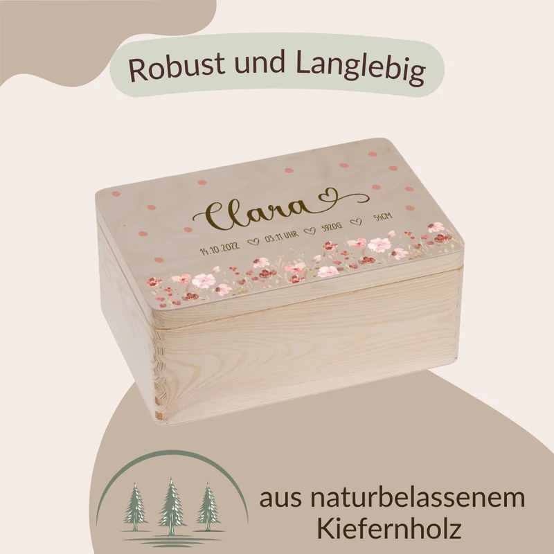 Erinnerungskiste - Rosa Blumen