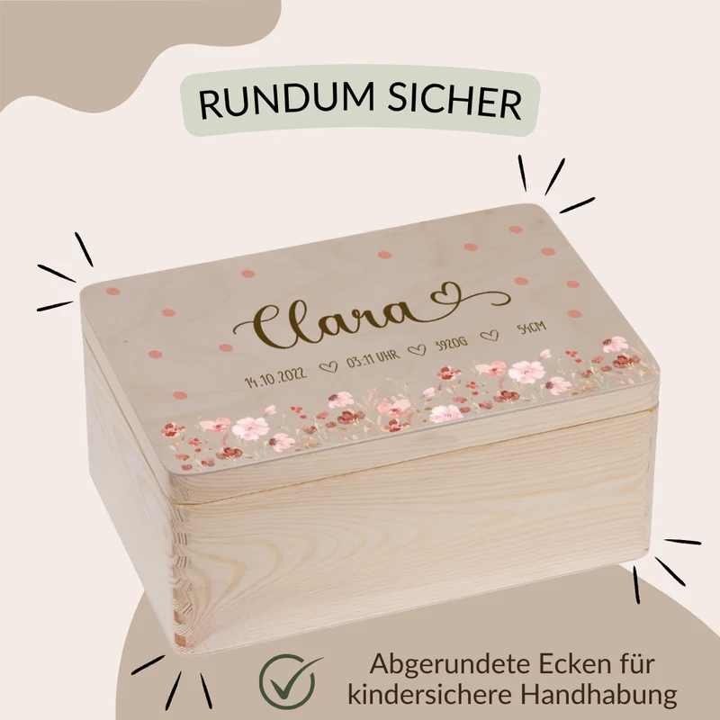 Erinnerungskiste - Rosa Blumen