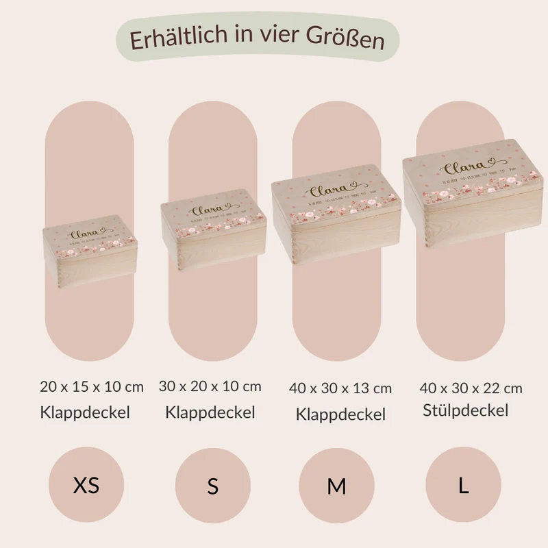 Erinnerungskiste - Rosa Blumen