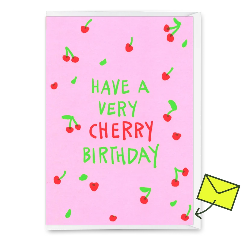 Grußkarte "Very cherry birthday" | Coole Klappkarte zum Geburtstag