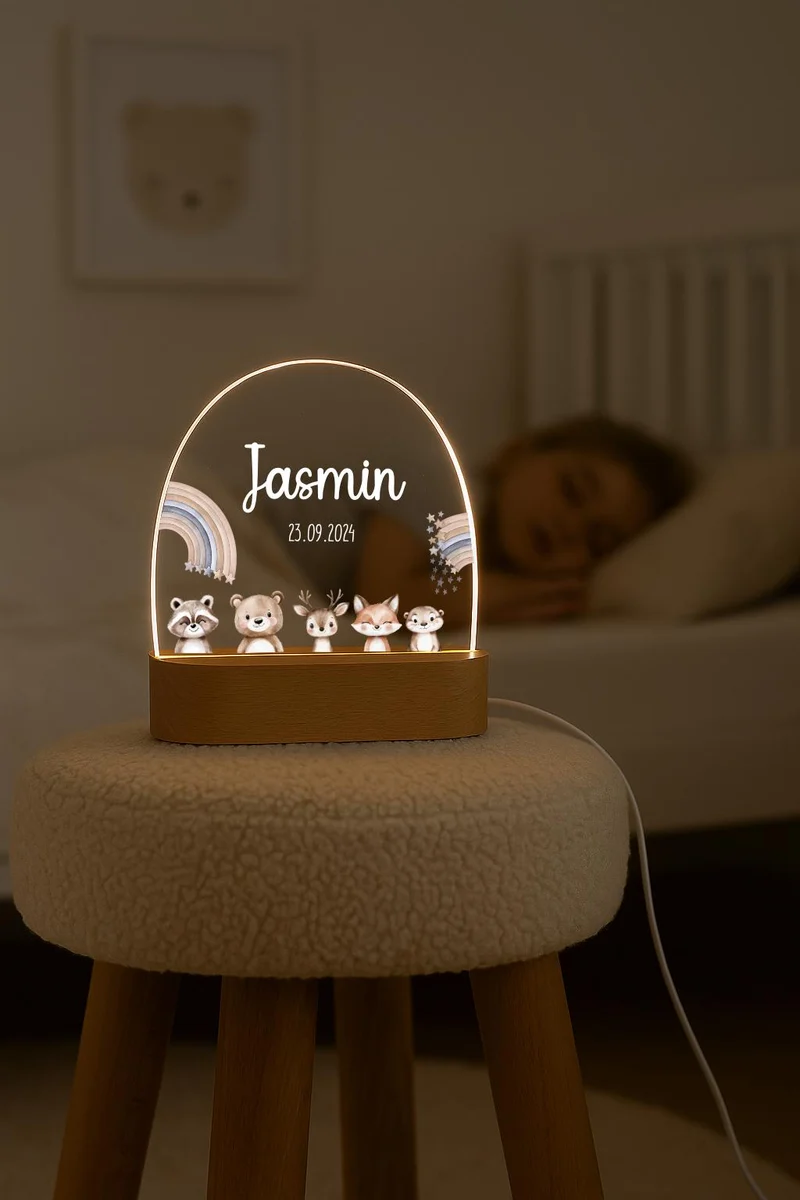 Nachtlicht Kinder - Regenbogen mit Tieren