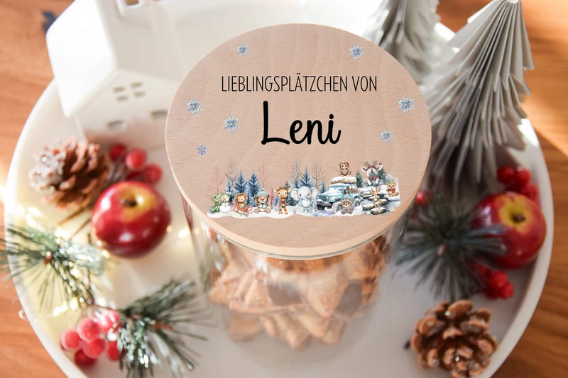Vorratglas Weihnachten - Woodlandtieren Safari