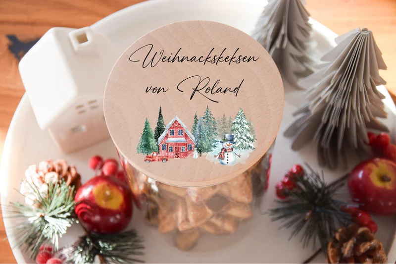 Vorratglas Weihnachten - Tannen, Schneemann
