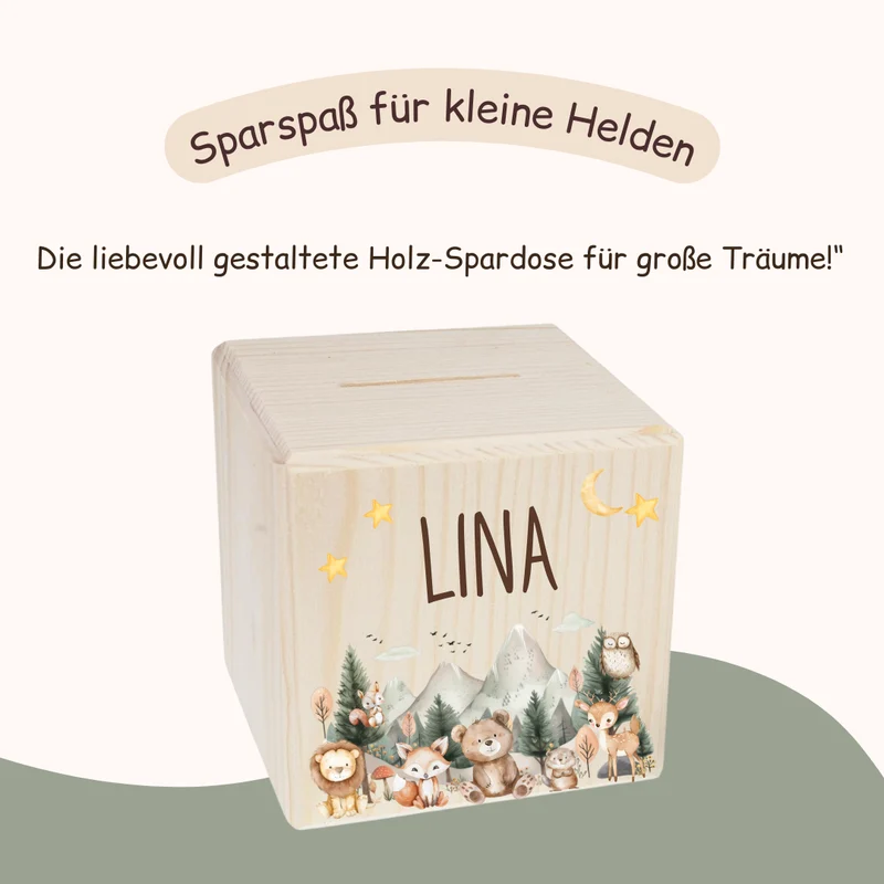 Spardose Kinder - Tiere, Berge